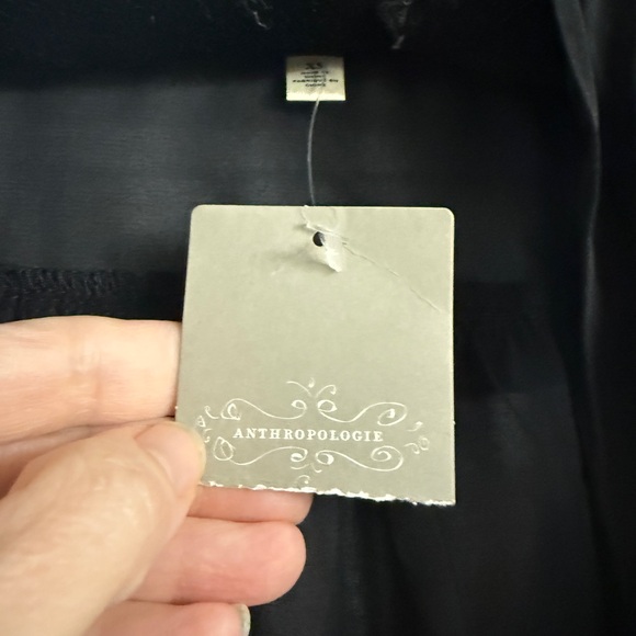 Anthropologie Black Lace Trim Tie Blouse Witchy Whimsy Victorian XS - Picture 9 of 12